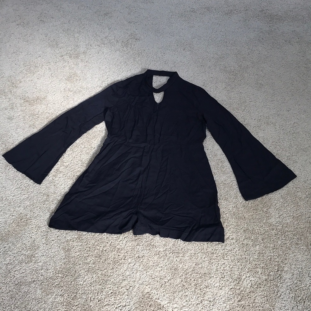 NWT! JUST FAB Size L black mock neck long sleeve romper
